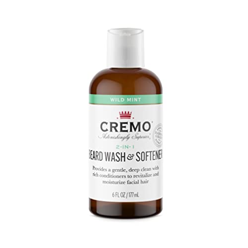 Cremo Wild Mint 2 n1 Beard and Face Wash, Specifically Designed to Clean Coarse Facial Hair, 6 Fluid Oz