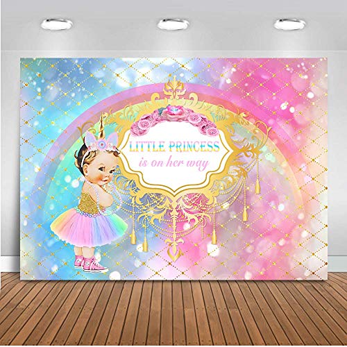 Mocsicka Unicorn Baby Shower Backdrop Little Princess Rainbow Photography Background 7x5ft Vinyl Girl’s Baby Shower Party Backdrops Banner Decoration
