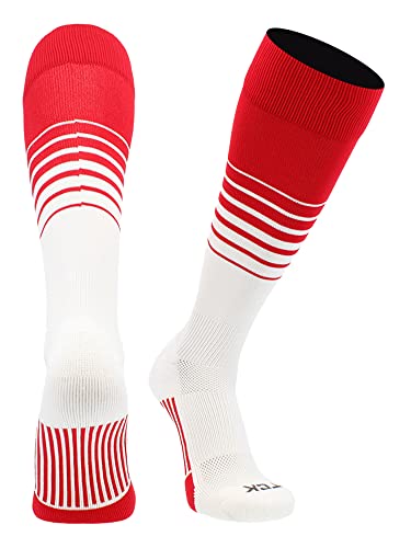 TCK Sports Elite Breaker Soccer Socks (Scarlet/White, Medium)