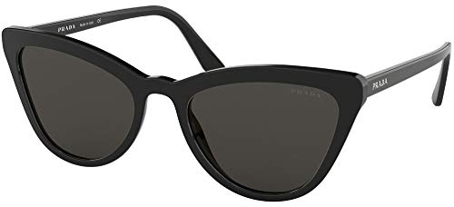 Prada Catwalk PR 01VS 1AB5S0 Black Plastic Cat-Eye Sunglasses Grey Lens