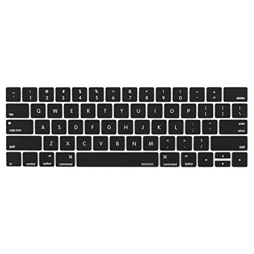 MOSISO Keyboard Cover Compatible with MacBook Pro with Touch Bar 13 and 15 inch 2019 2018 2017 2016 (Model: A2159, A1989, A1990, A1706, A1707), Silicone Skin Protector, Black