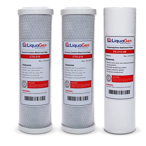 LiquaGen – Replacement Pre-Filter Set for Reverse Osmosis Water Filter Systems (Stage 1,2 & 3) | Highly Compatible Ultrapure Water Purifier Filter Kit with Carbon & Sediment Pre Filter