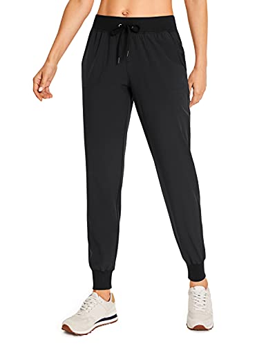 CRZ YOGA Women’s Lightweight Workout Joggers 27.5″ – Travel Casual Outdoor Running Athletic Track Hiking Pants with Pockets Black Medium