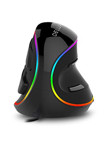 DeLUX Ergonomic Mouse, Wired Large RGB Vertical Mouse with 6 Buttons, 4000DPI,Removable Wrist Rest for Carpal Tunnel(M618Plus RGB-Wired)