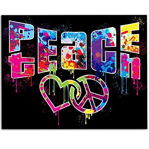 Teach Peace Sign – Inspirational Wall Art for Home and Office, Motivational Wall Decor, Pop Art Paint Classroom Decoration and Teachers Gift, 11×14 Unframed Art Print Poster