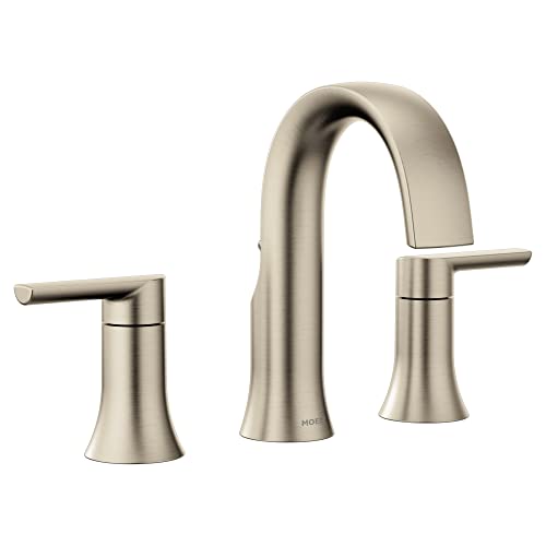 Moen Doux Brushed Nickel Two-Handle High Arc Bathroom Faucet, Valve Sold Separately, TS6925BN