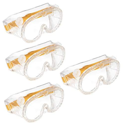 hand2mind-181054 5-Inch Children’s Safety Glasses, Easy to Label Goggles for Chemical Splash or Projectile | For Kids At Home, Classroom, Labs (Pack of 4), Clear
