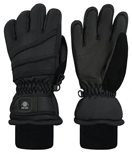N’Ice Caps Kids Thinsulate Waterproof Warm Winter Snow Gloves (Black 1, 10-12 Years)