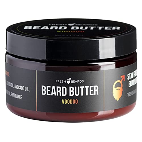 Fresh Beards Voodoo Beard Butter – Citrus, Eucalyptus, and Jasmine Fragrance – Scented Mens Beard and Mustache Conditioner – Soothing Anti-Itch Moisturizer & Softener for Healthy Beard Growth