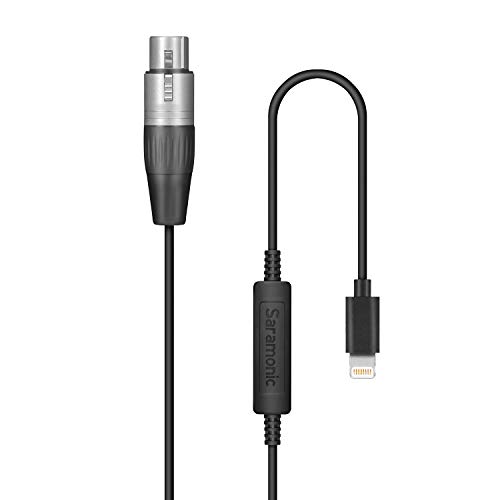 19.7 Foot/6M XLR to Lightning Cable, Saramonic LC-XLR 3 Pin XLR (Female) Microphone Plug to Lightning Connector, Microphone Adapter Compatible with iPhone 13 12 11, iPhone X