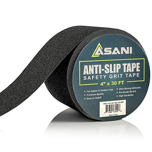 Anti-Slip Grip Tape Roll (4 Inch x 30 Foot) | Anti-Skid Tape with High Traction 80 Grit | Weatherproof Tread for Indoors & Outdoors | Non-Slip Safety Grippy Pad for Stairs, Steps, Deck, Ladder & More