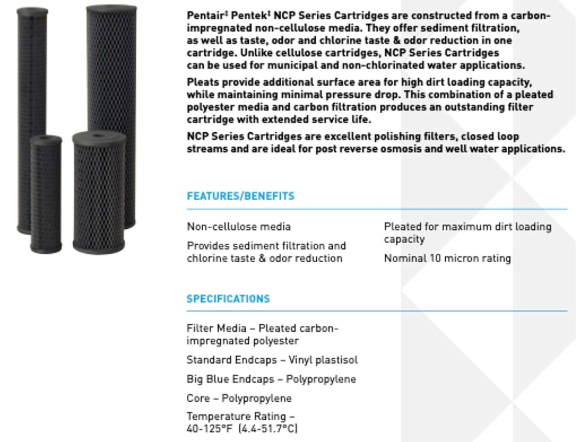 Pentair Pentek NCP-20BB Big Blue Carbon Water Filter, 20-Inch, Whole House Non-Cellulose Carbon Impregnated Pleated Filter Cartridge, 20″ x 4.5″, 10 Micron | The Storepaperoomates Retail Market - Fast Affordable Shopping