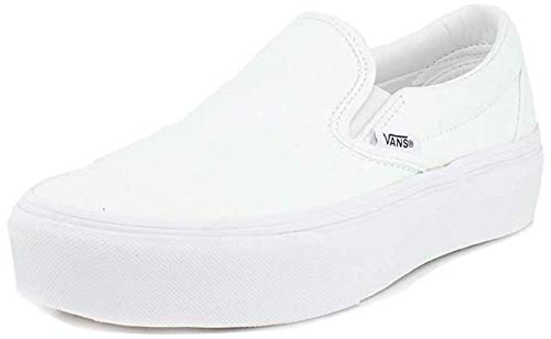 Vans Women’s Classic Slip On Platform Sneakers, True White, 6 Medium US
