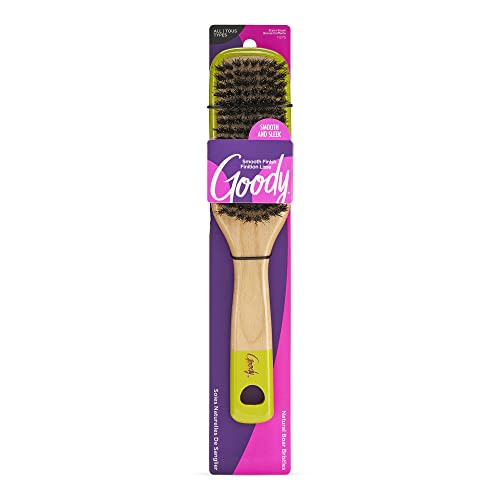 Goody Wood Styler Brush – Natural Boar Bristles Smooth and Add Shine – Fights Frizz and Static – Premium Wood Design – Pain-Free Hair Accessories for All Hair Types – for Men, Women, Boys, & Girls