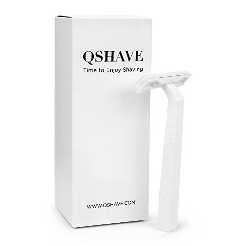 QSHAVE Men’s Disposable Razor Shaver with Double Layer Blade, 10 Count (White)
