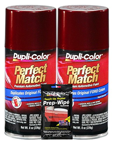 Dupli-Color Dark Toreador Red Exact-Match Automotive Paint For Ford Vehicles – 8 oz, Bundles with Prep Wipe (3 Items)