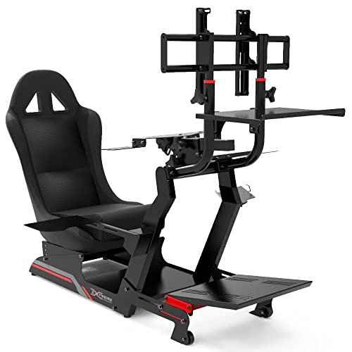 Extreme Simracing Racing Simulator Cockpit With All Accessories (Black) – VIRTUAL EXPERIENCE V 3.0 Racing Simulator For Logitech G27, G29, G920, G923, SIMAGIC, Thrustmaster And Fanatec