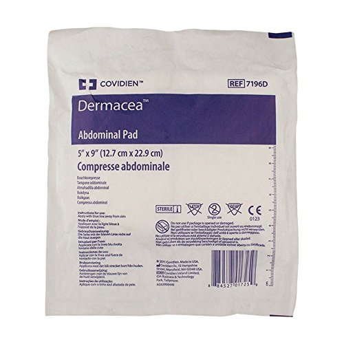 7196D Dermacea ABD Abdominal Pad, 5″ x 9″ by Covidien/Kendall – 2 Boxes of 36 (72 Total)