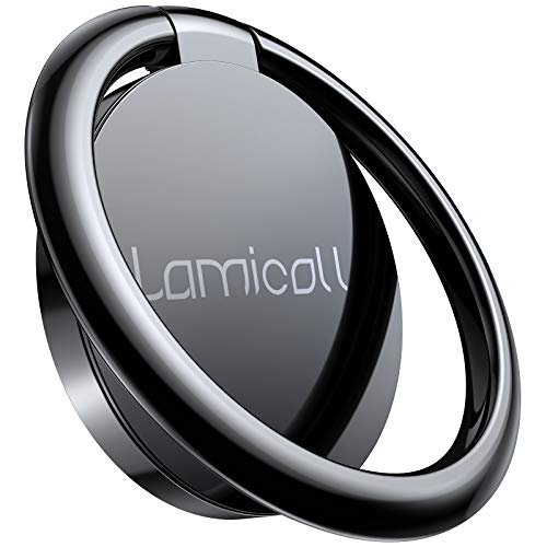 Cell Phone Ring Holder Finger Stand – Lamicall Phone Kickstand, Metal Grip Hook Work with Magnetic Car Mount, Compatible with iPhone 14 13 12 Mini 11 Pro Xs Max XR X 8 Plus, Smartphone Accessories BLK