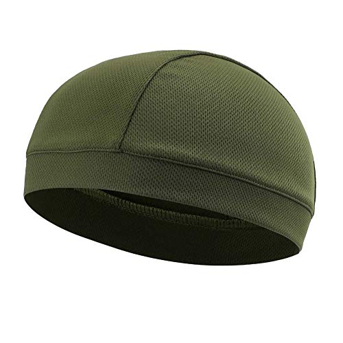 TOPLOR Moisture Wicking Skull Cap/Helmet Liner/Running Beanie Caps for Men – Motorcycle Cycling Breathable Dome Cap Sweatband Army Green