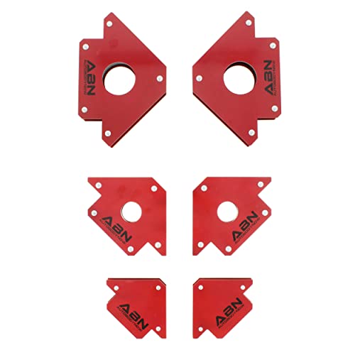 ABN Arrow Welding Magnet Fabrication Holder Set – 6pk 25lb, 50lb, and 75lb Positioning Square Welding Table Magnet Clamps for 45, 90, 135 Degree Angles