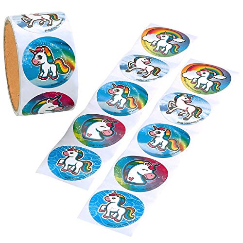 Kicko Unicorn Emoticon Sticker Rolls – 1.5 Inch Decal Stickers – 100 Pcs – Reward Stickers – Unicorn Party Supplies – Mailing Seal Sticker