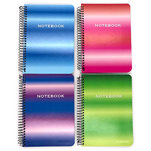 Emraw Personal Assignment Spiral Notebook 120 Sheets Wire Binding Meeting Notebook Durable Laminated Cover Assorted Color Wire Bound Double Sided Paper Small Notebook (4-Pack)