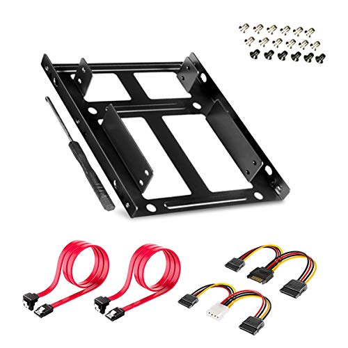 Dual SSD/HDD Metal Mounting Bracket kit 2.5 to 3.5, Convert Any 2.5 inch Solid State Drive/HDD Into One 3.5 inch Drive Bay