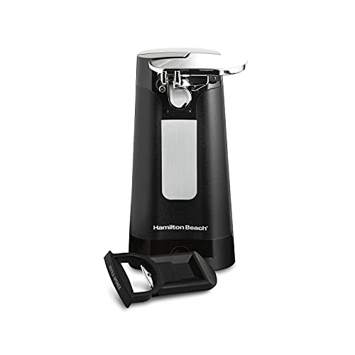 Hamilton Beach Electric Automatic Can Opener, Extra-Tall, Auto-Shutoff with Knife Sharpener & Bottle Opener, Black (76510)