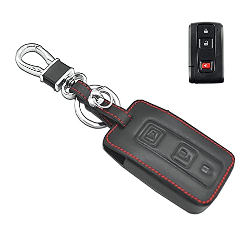 MECHCOS Compatible with fit for 2+1 Buttons 2004-2009 Toyota Prius Leather Smart Keyless Entry Remote Control Key Fob Cover Pouch Bag Jacket Case Protector Shell