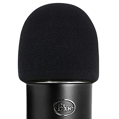 Foam Microphone Windscreen- Aedor Quality Sponge Mic Cover as a pop filter for Blue Yeti, Yeti Pro Condenser Microphones(Black)