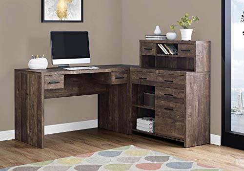 Monarch Specialties Computer Desk L-Shaped – Left or Right Set- Up – Corner Desk with Hutch 60″L (Brown Reclaimed Wood) | The Storepaperoomates Retail Market - Fast Affordable Shopping