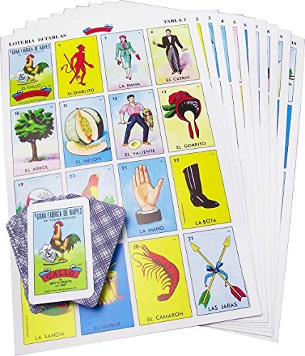 Original Jumbo Loteria Game Set in Spanish, Mexican Loteria for 10 Players