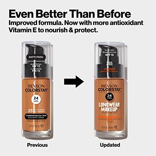 Liquid Foundation by Revlon, ColorStay Face Makeup for Combination & Oily Skin, SPF 15, Medium-Full Coverage with Matte Finish, Shell (285), 1.0 oz | The Storepaperoomates Retail Market - Fast Affordable Shopping