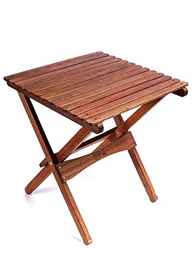 BYER OF MAINE Pangean Folding Wooden Table, Large, Hardwood Portable Table, Multi Use Table, Easy to Fold and Carry for Camping, Wooden Camp Table, Use Indoors, Match Pangean Furniture, 20″Lx20″Wx22″H