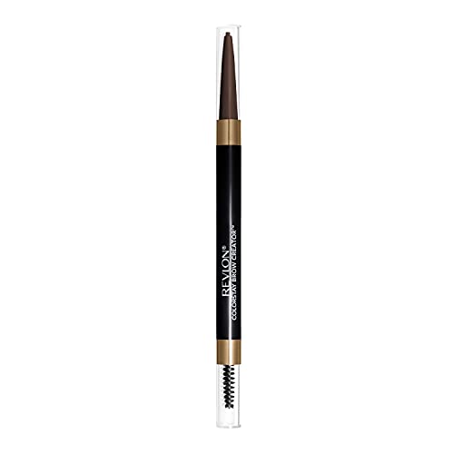 Eyebrow Pencil & Powder by Revlon, ColorStay Brow Creator 2-in-1 Eye Makeup with Spoolie, Longwearing with Precision Tip, 610 Dark Brown, 0.23 Oz