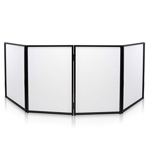 Pyle DJ Booth Foldable Cover Screen – Portable Event Facade Front Board Video Light Projector Display Scrim Panel with Folding Steel Frame Panel Stand, Stretchable Lycra Spandex – PDJFAC10 (White)