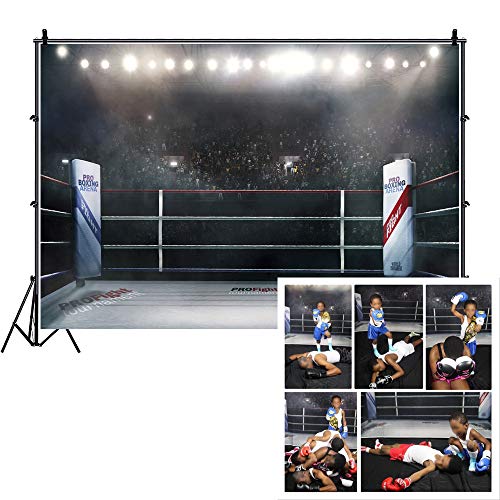 LFEEY 10x7ft Boxing Ring Backdrops for Photography Stadium Cheer Audience Boxing Theme Party Decorations Party Supplies Men Boy Birthday Background Sportsman Backdrop Photoshoot Studio Props