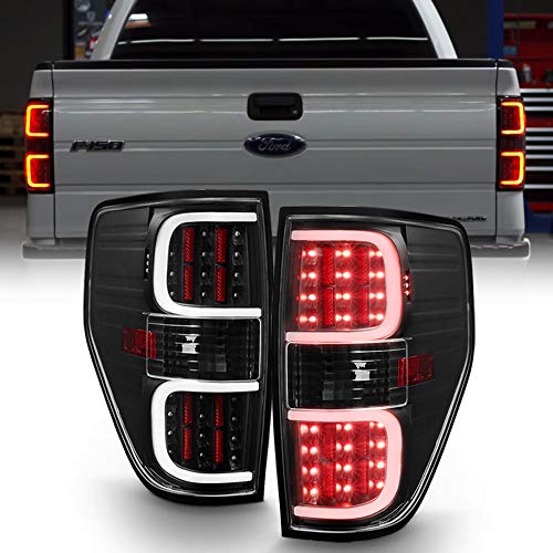 ACANII – For 2009 2010 2011 2012 2013 2014 Ford F150 Pickup Black Dual LED Bar Tail Lights Brake Lamps Pair Left+Right