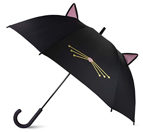 Kate Spade New York Large Lightweight Travel Umbrella, Black Cat
