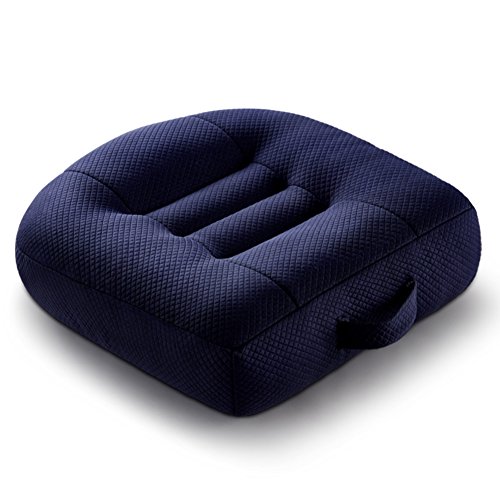 YQ WHJB Booster Cushion,Seat Cushions for Car,Travel Orthopedic Extra-Thick Groove Universal Safety Portable Back Pain Cushion-Navy 40x40x12cm(16x16x5inch)