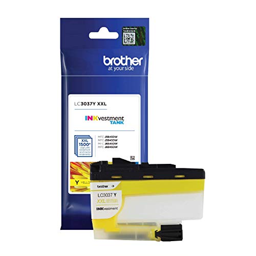 Brother Genuine LC3037Y, Single Pack Super High-Yield Yellow INKvestment Tank Ink Cartridge, Page Yield Up to 1,500 Pages, LC3037