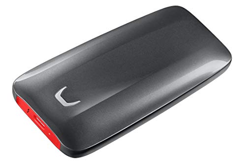SAMSUNG X5 Portable SSD – 1TB – Thunderbolt 3 External SSD (MU-PB1T0B/AM) Gray/Red