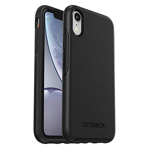 OtterBox iPhone XR Symmetry Series Case – BLACK, ultra-sleek, wireless charging compatible, raised edges protect camera & screen