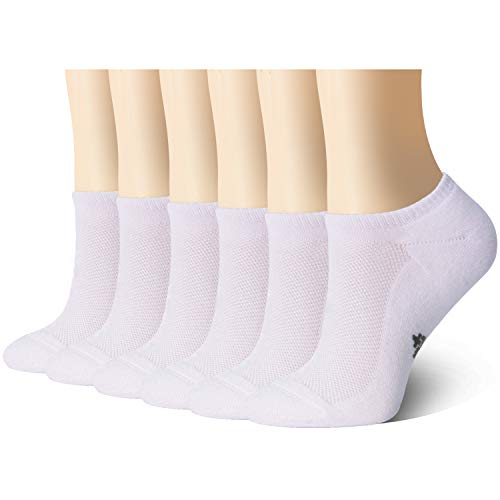 +MD Ultra Soft Athletic Bamboo Socks for Women and Men with Cushioned Sole No Show Casual Socks 6White7-9