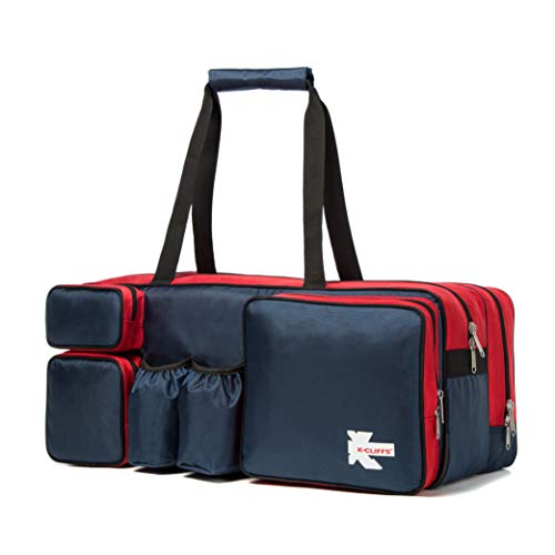 K-Cliffs Tennis Racket Bag | Deluxe Ballistic Nylon Travel Tournament Duffel | Shoe Compartment Red Blue Black