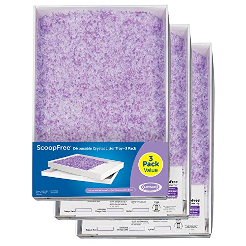 PetSafe ScoopFree Crystal Litter Tray Refills – Lavender Crystals, 3-Pack – Disposable Tray – Includes Leak Protection & Low Tracking Litter – Absorbs Odors on Contact