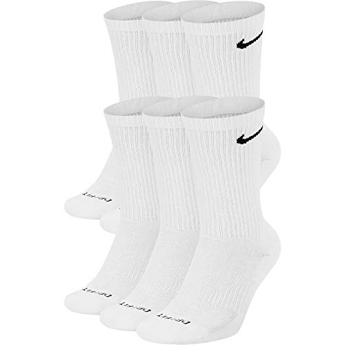 Nike Men’s Everyday Plus Cushion Crew Socks (Medium, White/Black)