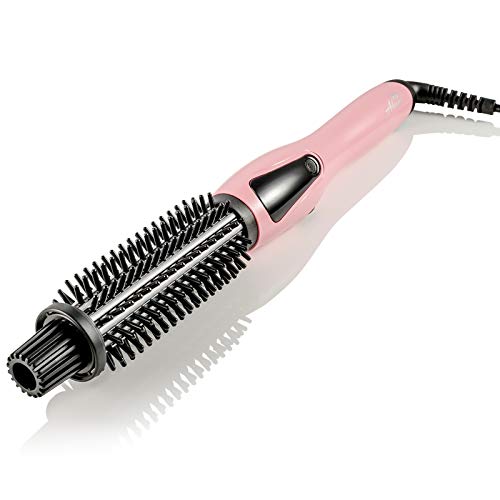 Heated Styling/Curling Iron Brush | 3-in-1 Ceramic 1 inch Ionic Hair Curler/Straightener | Anti-Scald Nylon Bristles | Free Travel Pouch | Anti-Frizz Electric Curl Wand for All Hair Types