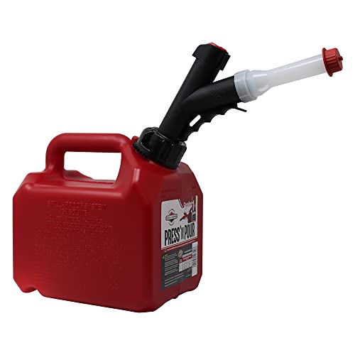 GARAGE BOSS GB310 Briggs and Stratton GarageBoss Press ‘N Pour 1+ Gallon Gas Can, Red